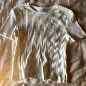 Zara Cream Ribbed Knit Top